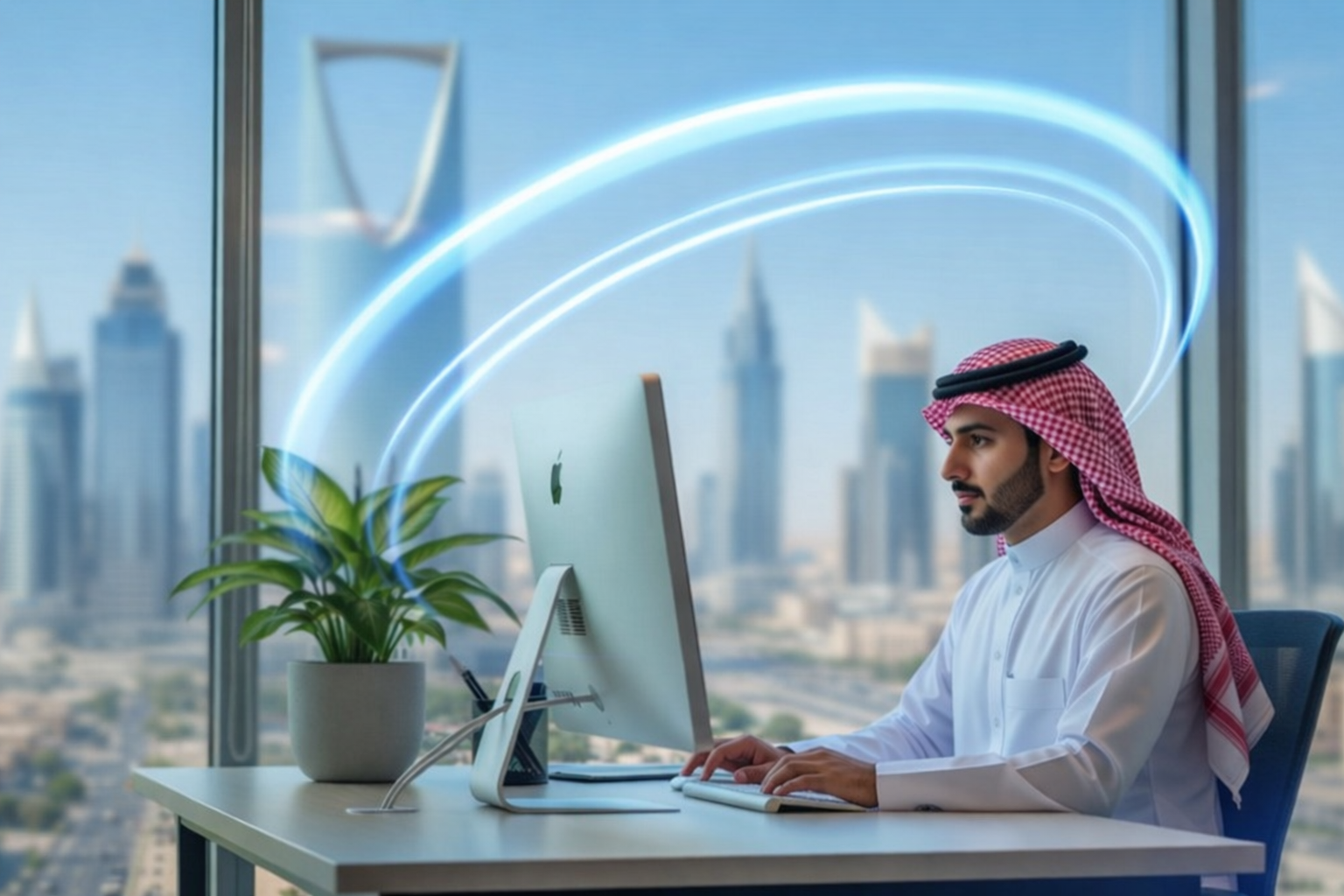 Professional working at desk